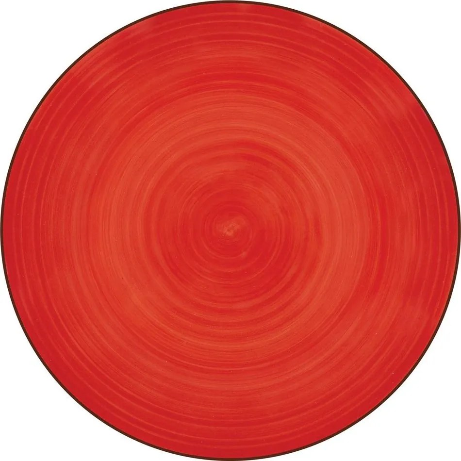 Lamart LT9083 ceramiczny płytki talerz Happy,średnica 26,8 cm, czerwony