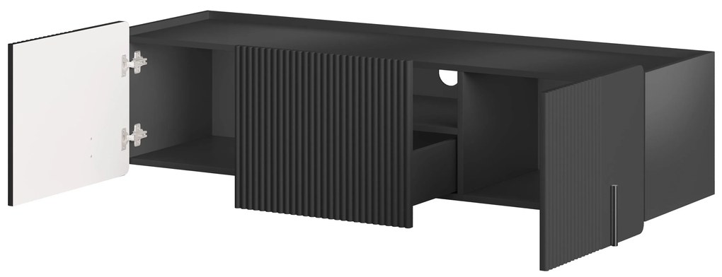 Szafka RTV Malmi 150 cm wisząca - czarny mat / czarny