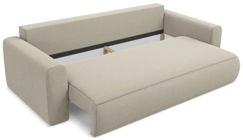 Beżowa aksamitna rozkładana/ze schowkiem sofa 238 cm Kapua – Makamii