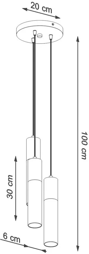 Czarna lampa wisząca potrójna tuba - S169 M0-Z14