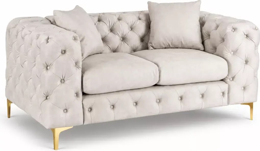 Luksusowa sofa Loario welurowa glamour z pikowaniem – elegancka sofa dwuosobowa do salonu