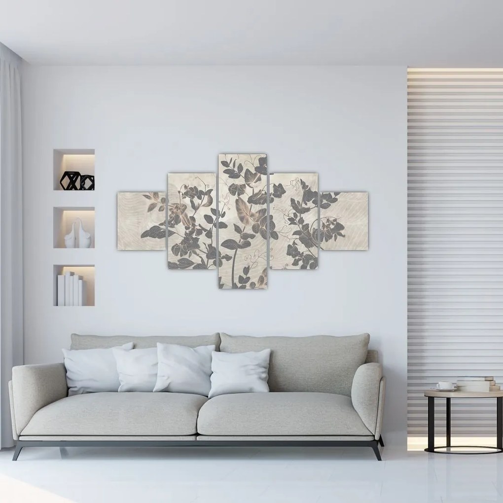 Obraz - Teksturowane liście (125x70 cm)