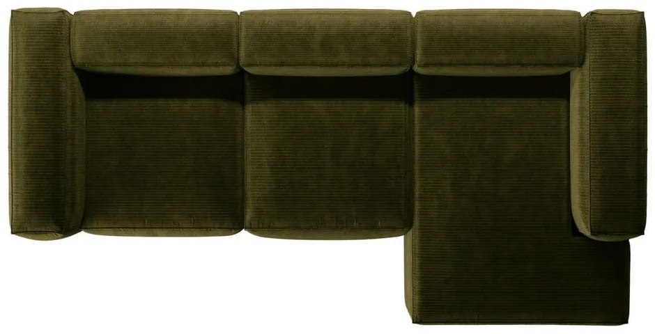Zielony sztruksowy narożnik (prawostronny/z szezlongiem) Bergano – Cosmopolitan Design