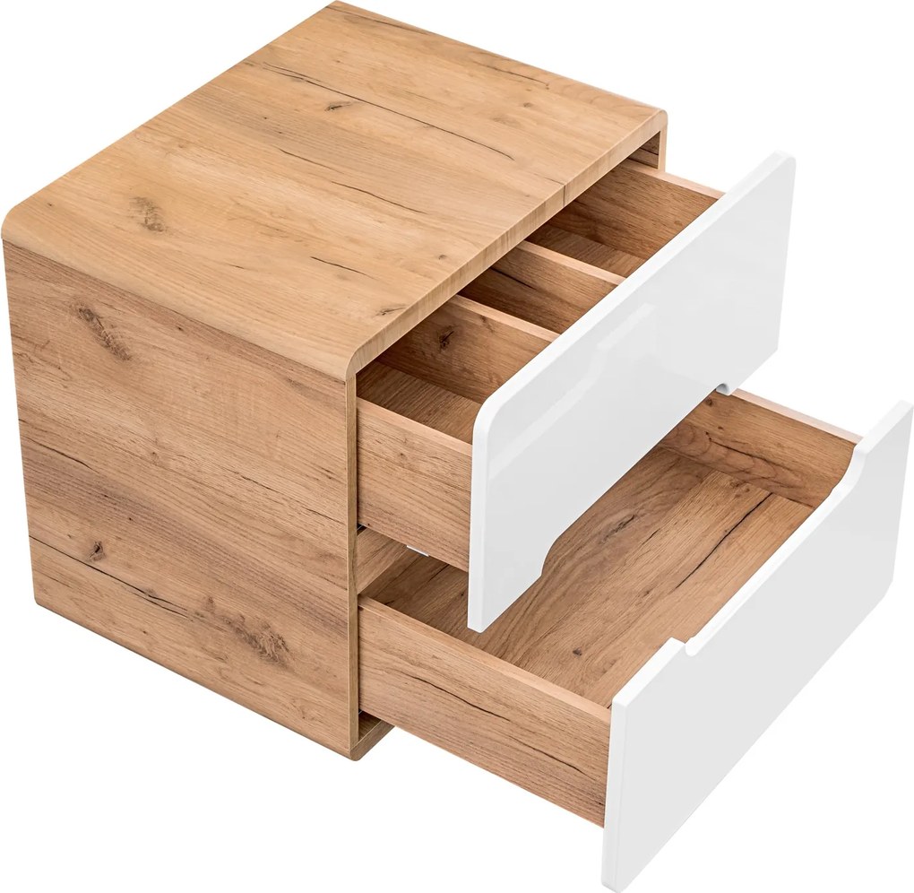Szafka pod umywalkę nablatową 60 cm, Aruba 828 FSC, dąb craft złoty/biały połysk