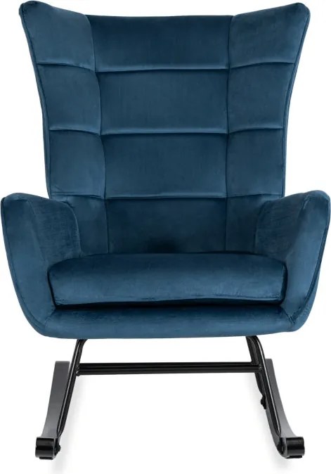 Fotel Bujany na Biegunach Uszak Wypoczynkowy JACKSON Granatowy Welurowy do Salonu Nowoczesny