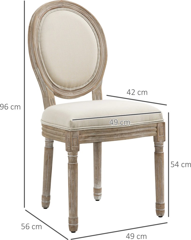 HOMCOM Zestaw 2 krzeseł do jadalni stylowe i wygodne wymiary 49x56x96 cm | Aosom PL