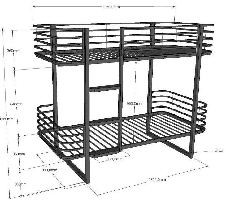 Białe metalowe piętrowe łóżko dziecięce ze stelażem 90x200 cm Oscar – Vipack