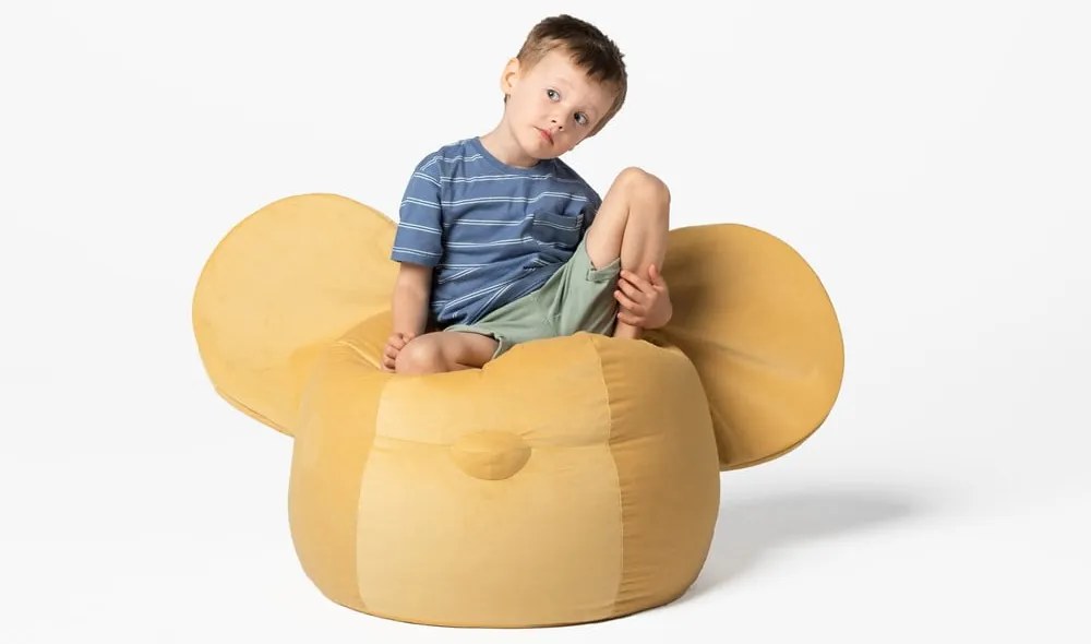 Żółty dziecięcy worek do siedzenia Ears – The Brooklyn Kids