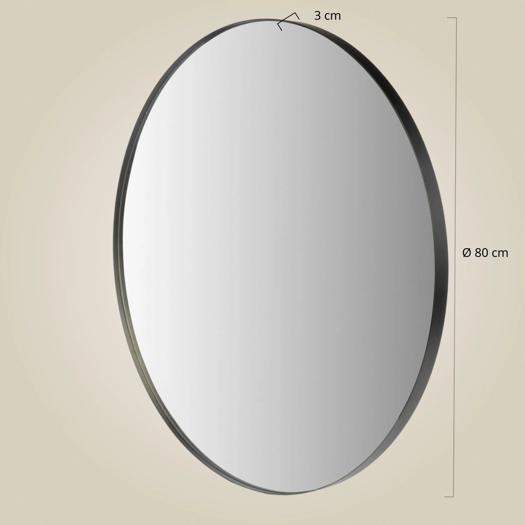 Lustro okrągłe NOOR, metalowa rama, Ø 80 cm