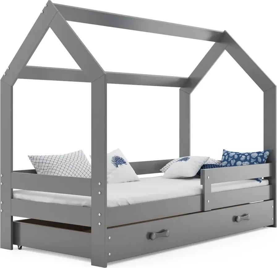 Szare łóżeczko drewniane dla dziecka 80x160 W9-E22