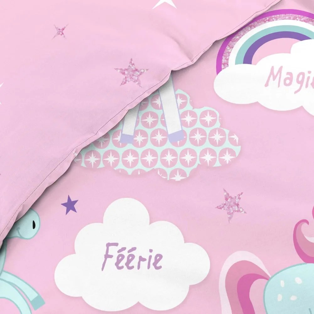 Różowa bawełniana pościel dziecięca jednoosobowa 140x200 cm Licorne – douceur d'intérieur