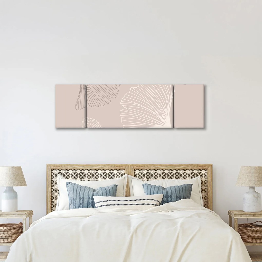 Obraz - Beżowe liście N⁰6 (170x50 cm)