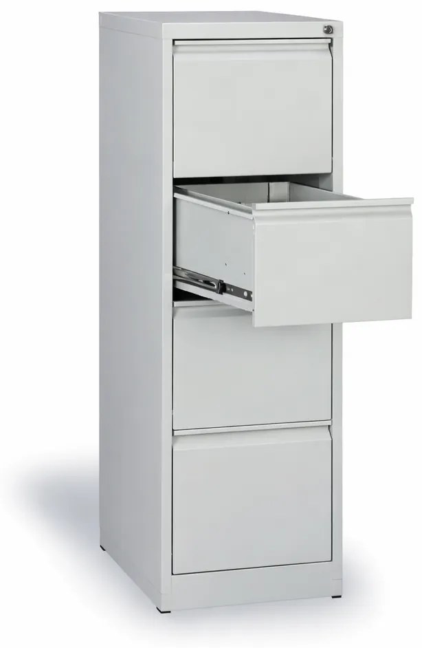 Szafa kartotekowa A4, 4 szuflady, wys. 1320 mm, szara / szara