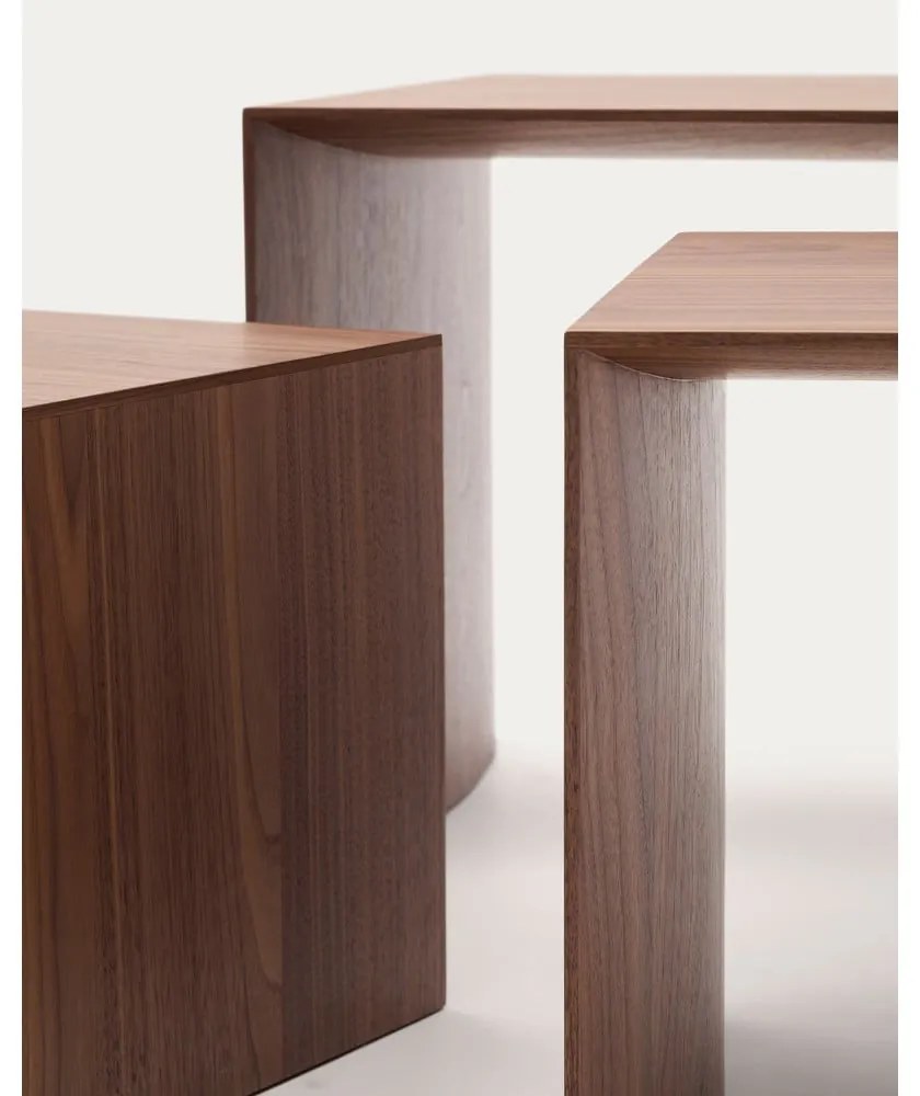 Stoliki zestaw 3 szt. w dekorze orzecha 40x60 cm Litto – Kave Home