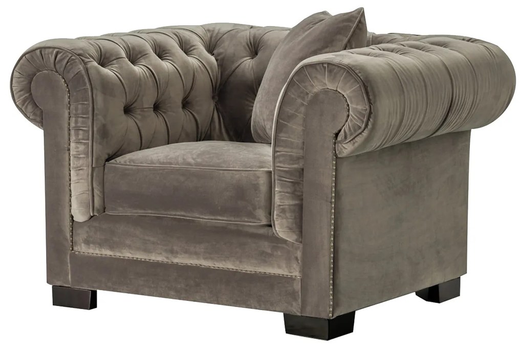 Fotel Chesterfield Classic Velvet Grey 118x96x77cm
