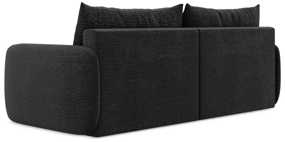 Czarna rozkładana/ze schowkiem sofa 238 cm Kalena – Makamii