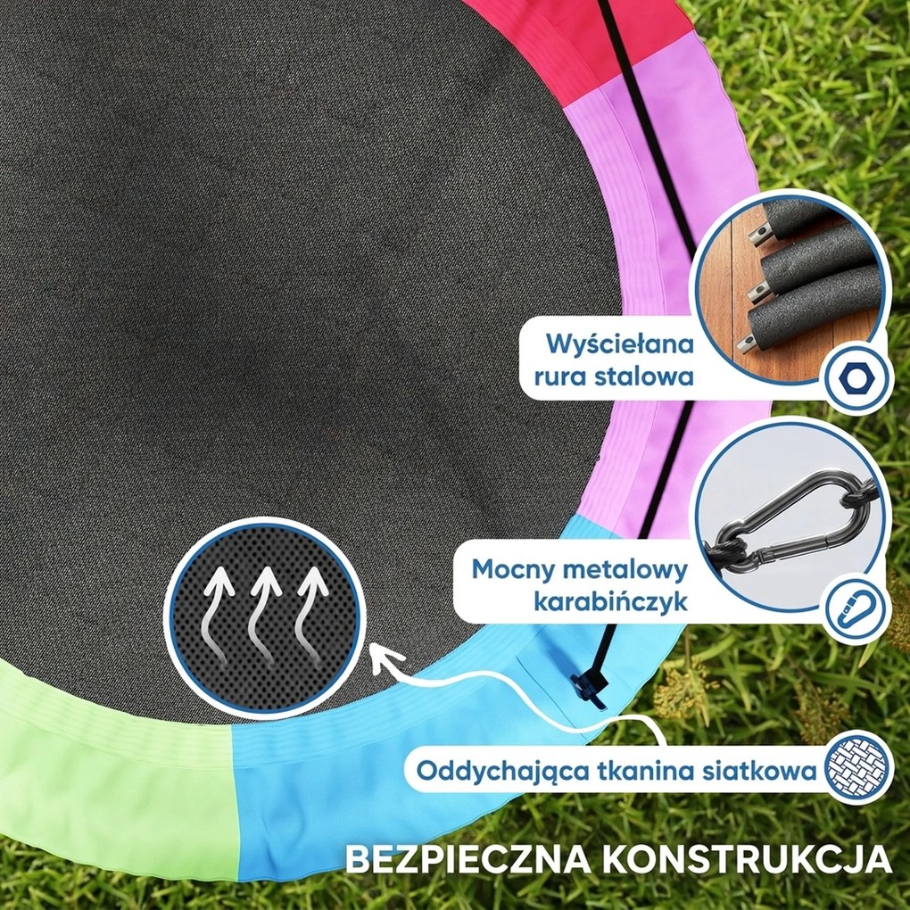 AIYAPLAY Huśtawka Gniazdo Regulowana do 300 kg z Regulowanymi Linami 100 x 100 x 180 cm Wielokolorowa | Aosom PL