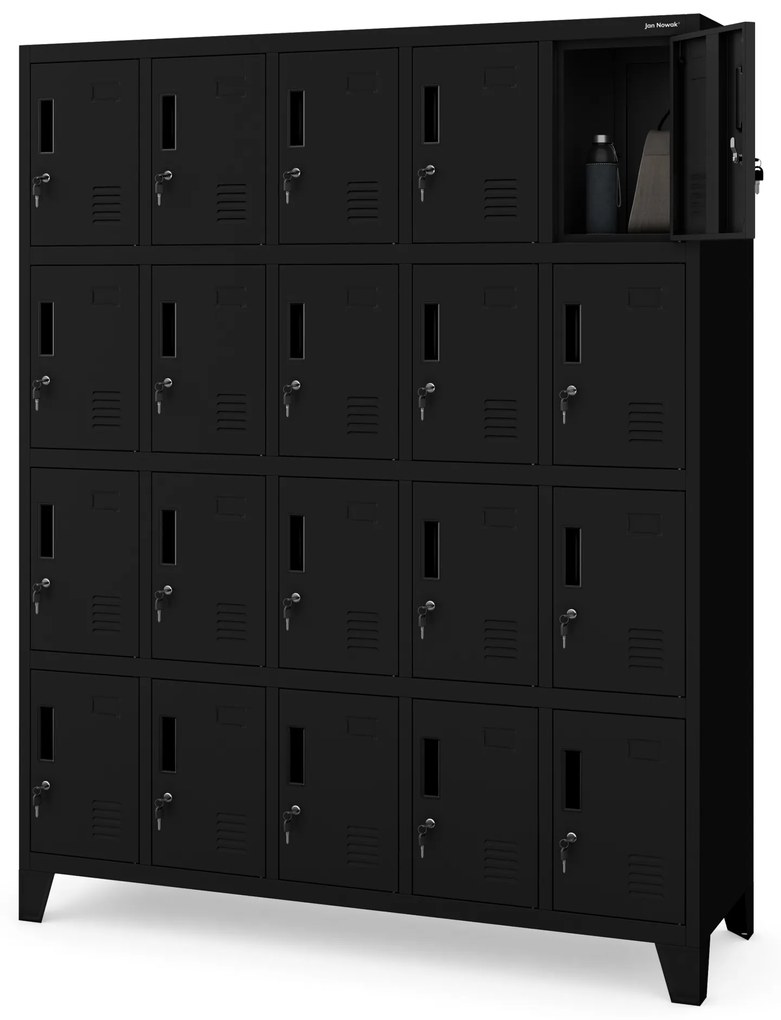 Szafa skrytkowa socjalna BHP czarna: ROBERT 1360 x 1720 x 450 mm