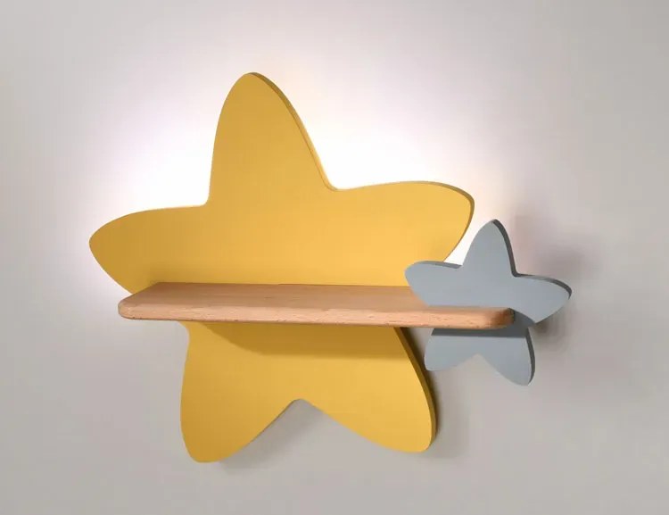 Żółto-szara lampka nocna dziecięca gwiazdki - K035-Beckett