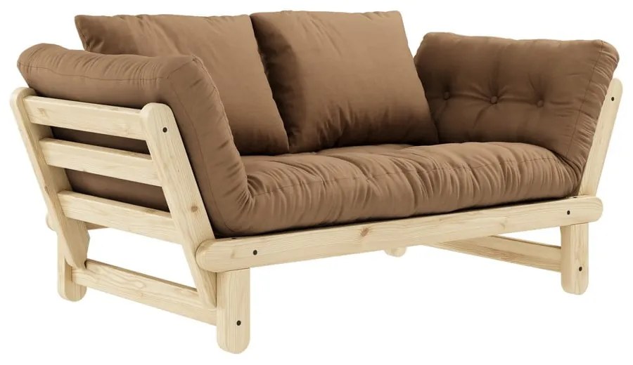 Sofa rozkładana z brązowym pokryciem Karup Design Beat Natural/Mocca