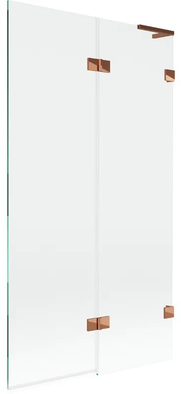 Mexen Lunar L parawan nawannowy 2-skrzydłowy prawy 100 x 150 cm, transparent, różowe złoto - 897L-100-100-60-00-P