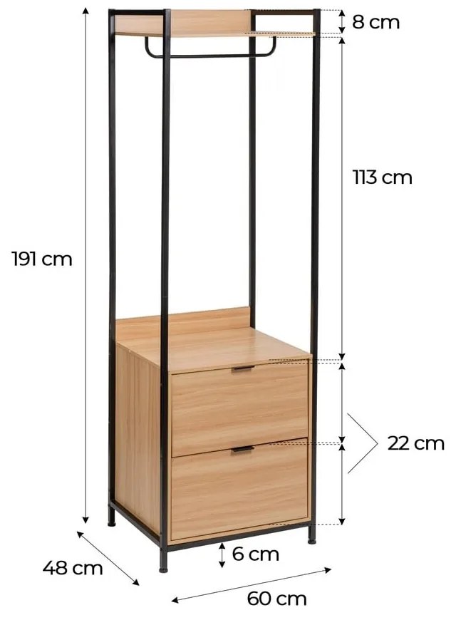 Szafa otwarta w naturalnym kolorze 60x190x48 cm Armarios – Casa Selección