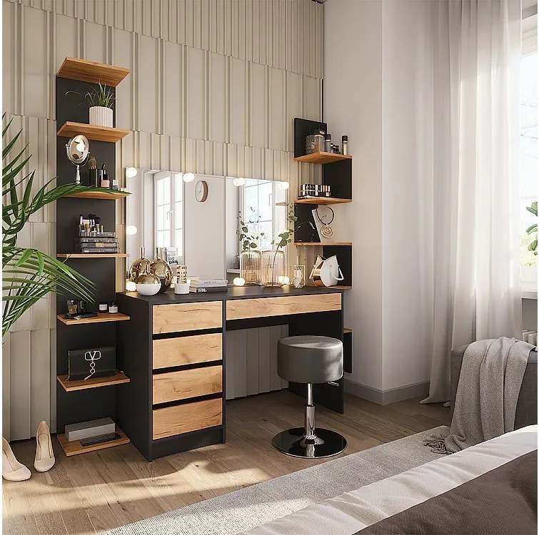 Toaletka antracyt/złoty dąb 120x55x75 sherry