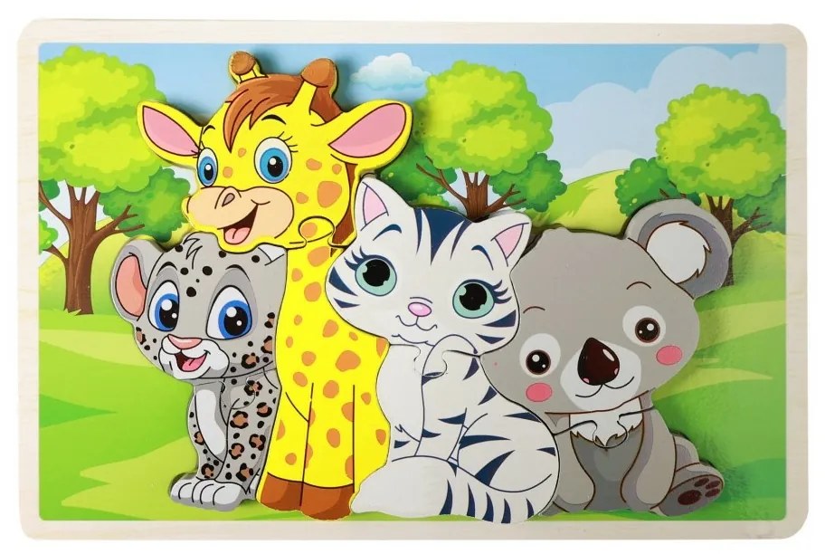 Rappa Drewniane puzzle zwierzątka, 8 elementów