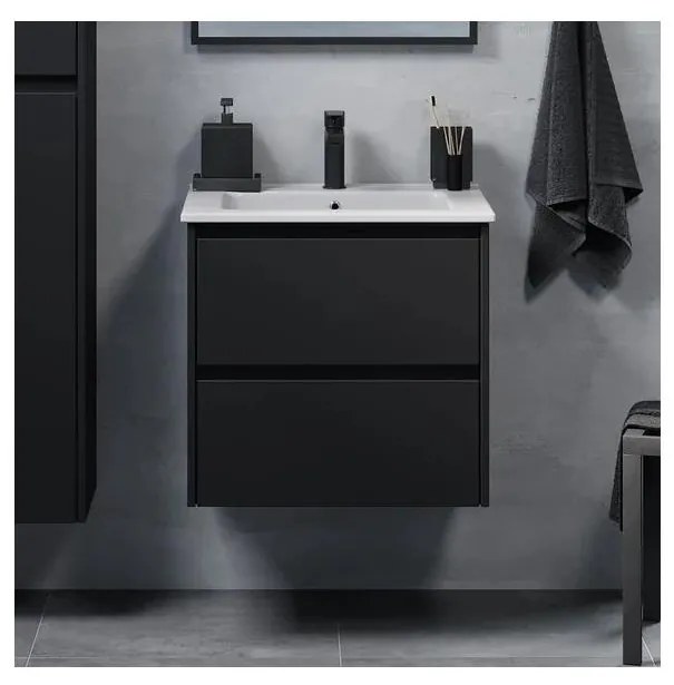 Szafka łazienkowa z umywalką MOLDE 60 cm czarna