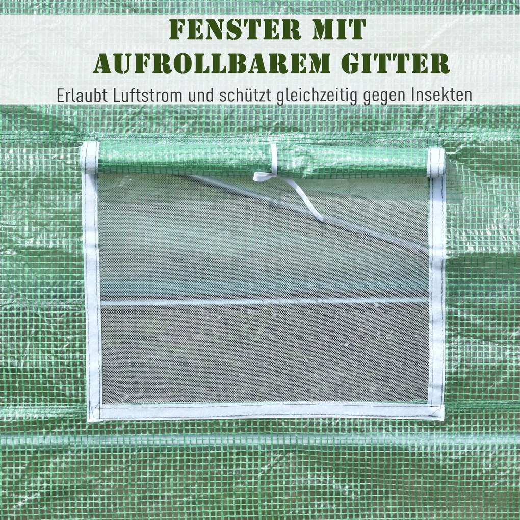 Outsunny Szklarnia Tunel Foliowy 6x3x2m Ochrona Roślin w Ogrodzie Zielona | Aosom PL