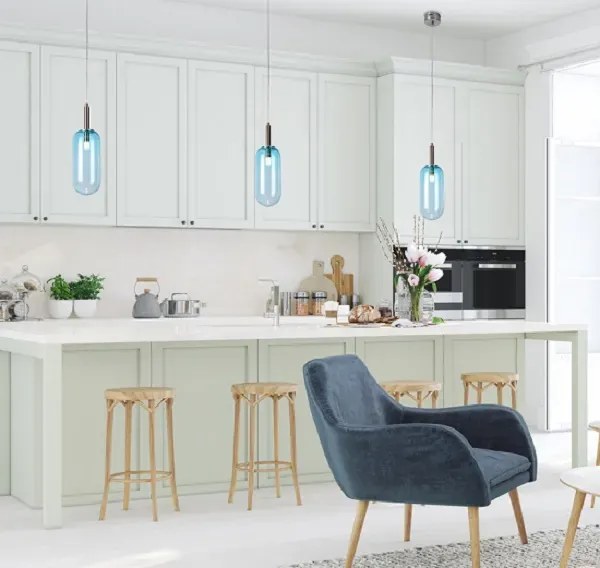 Niebieska cylindryczna lampa wisząca LED - V013 P4-T66