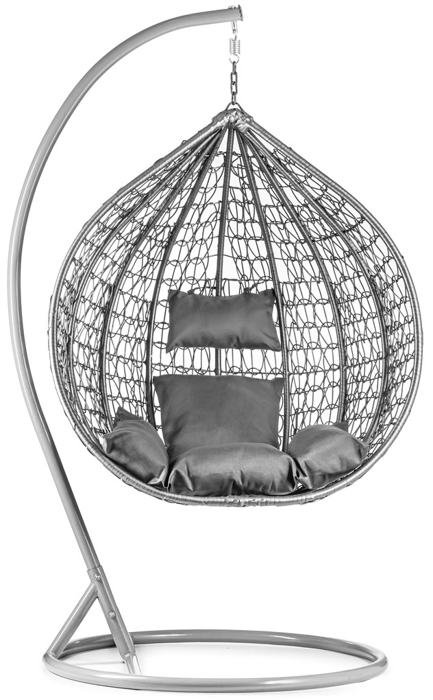 Szary fotel wiszący KOKON ze stojakiem