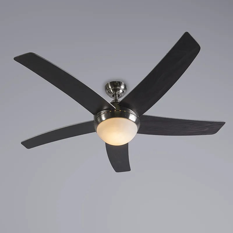 Wentylator sufitowy z lampa i pilotem stalowy 132 cm ze zdalnym sterowaniem - CoolDesignerski Oswietlenie wewnetrzne