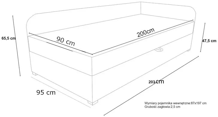 Tapczan młodzieżowy szary + lila E5-B93