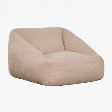Pufa Fotel Tapicerowany Thiago ↔︎ 90 Cm & Tkanina Baranek Boucle Pszeniczny Brąz - Sklum