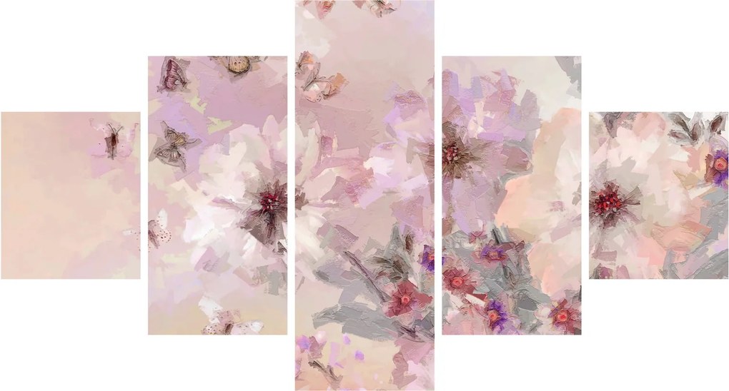 Obraz - Kolaż artystyczny z motylami (125x70 cm)