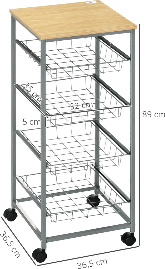 HOMCOM Wózek do serwowania, wózek kuchenny, wózek, na kółkach