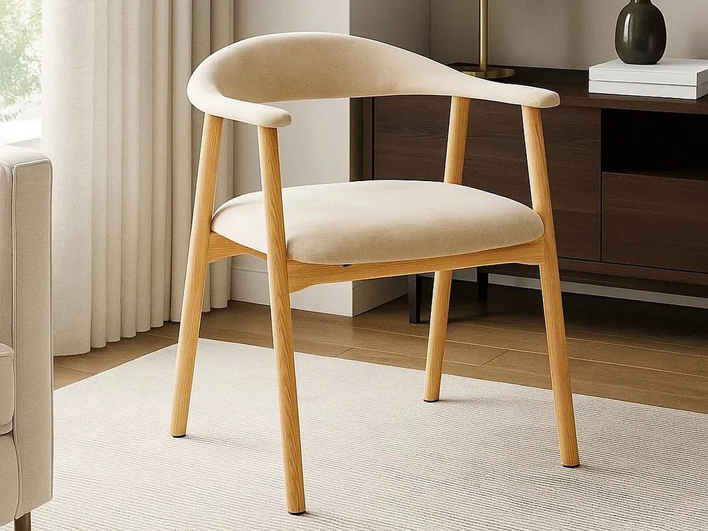 2x Krzesło dębowe Scandi line z podłokietnikami, tapicerowane Danny beige 3