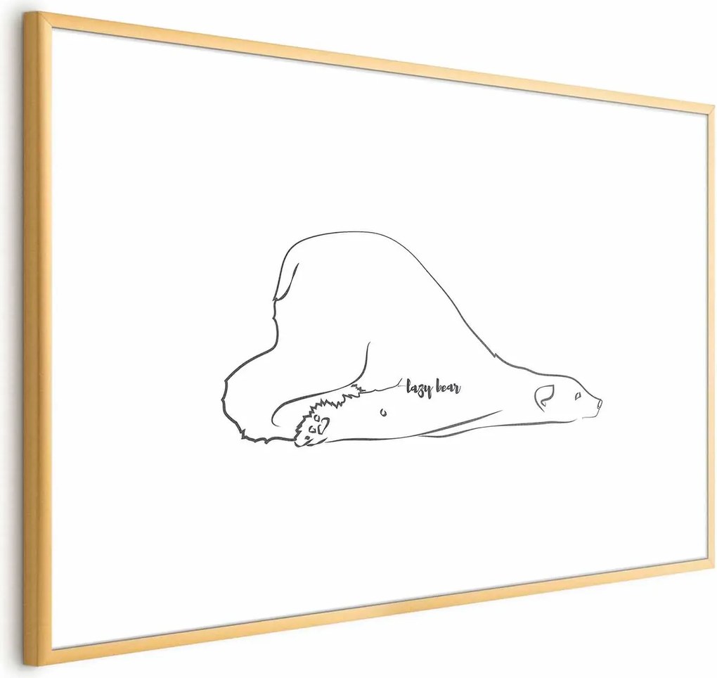 Plakat Leniwy niedźwiedź 42x29,7 cm z ramą złotą z marginesem ARTGEIST B
