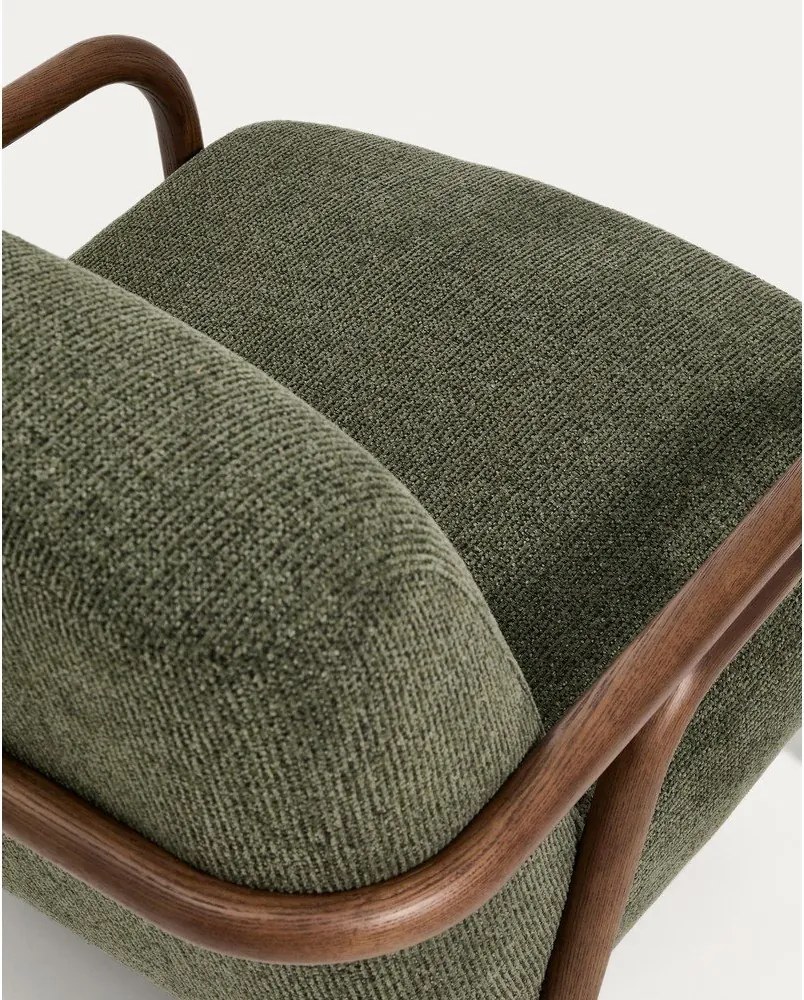 Ciemnozielony fotel z tkaniny szenilowej Sylo – Kave Home