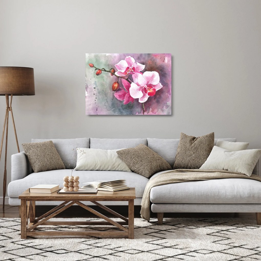 Obraz na szkle - Orchidee, akwarela (70x50 cm)