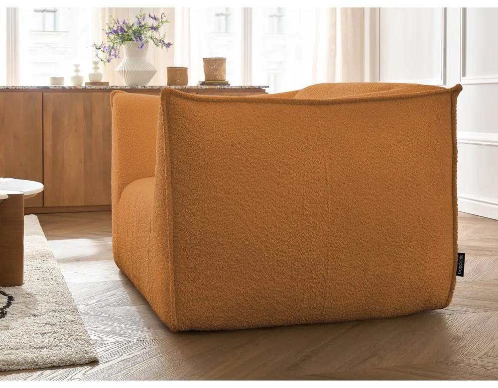 Musztardowy fotel z materiału bouclé Giorgia – Bobochic Paris