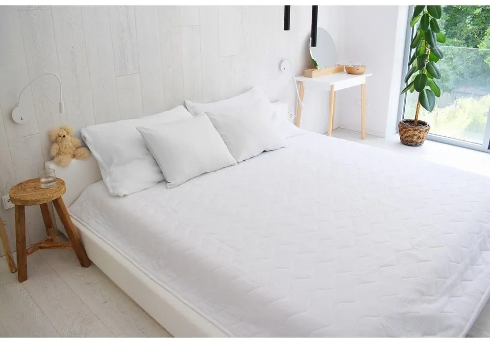 Biała muślinowa narzuta pikowana 210x240 cm Plain Muslin – Butter Kings