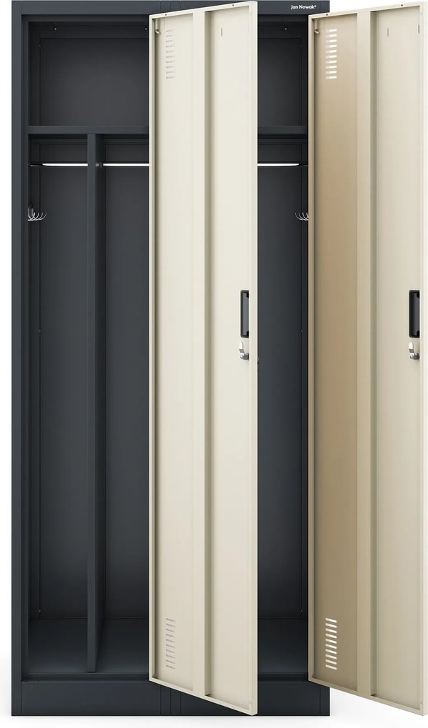Szafka pracownicza czterokomorowa antracytowa / dąb sonoma: Eco Design KACPER, 800 x 1800 x 500 mm