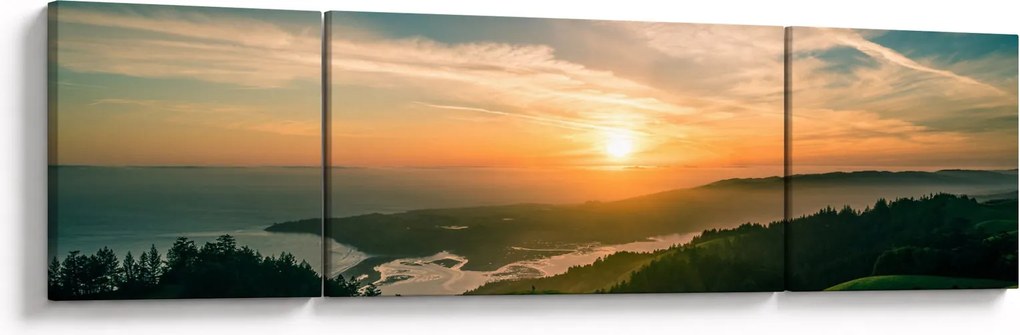 Obraz wschodu słońca nad morzem (170x50 cm)