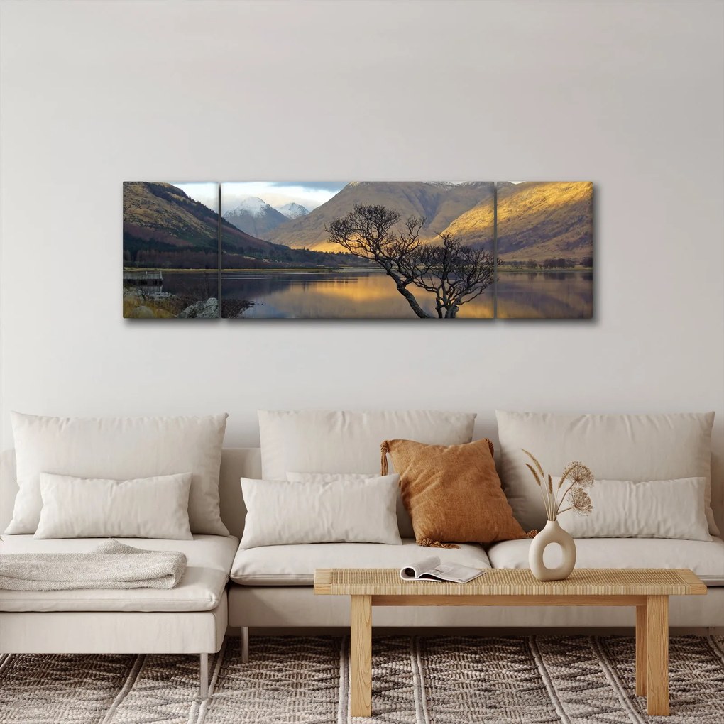 Obraz - Góry nad jeziorem (170x50 cm)