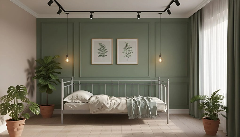 Łóżko/sofa metalowa Roma 80x200 cm ze stelażem