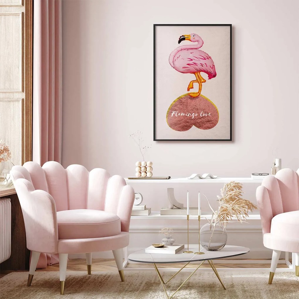 Plakat Zakochany flaming 60x90 cm z ramą czarną bez marginesu ARTGEIST B