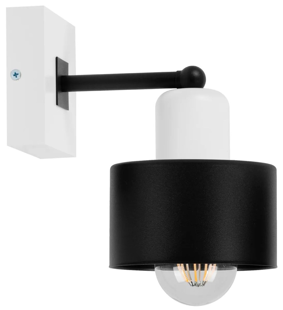 Czarno-biały kinkiet LED WD-SC10x10WE jednopunktowy z litego drewna