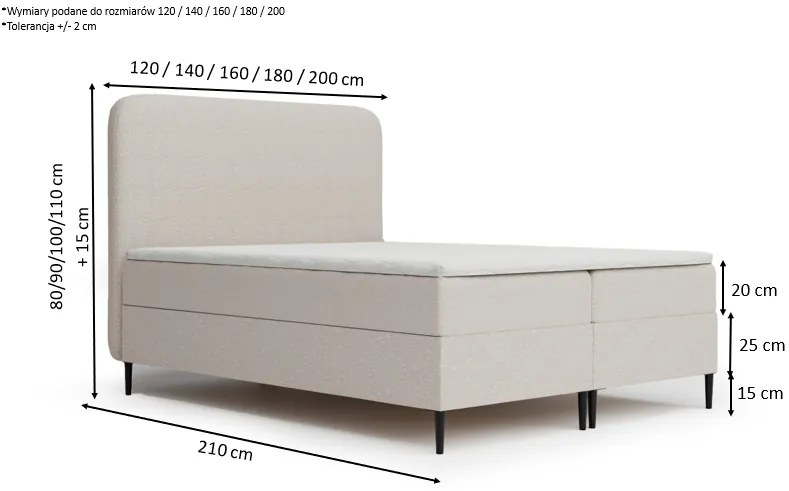 Łóżko kontynentalne LAMI - 200x200